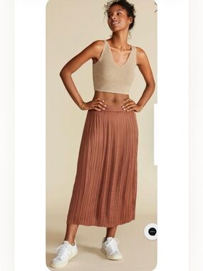 Copper Brown Satin Amour Vert Pleated Skirt Large